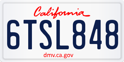 CA license plate 6TSL848