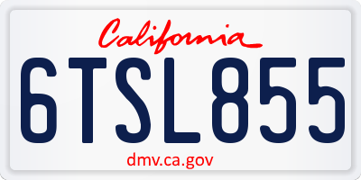 CA license plate 6TSL855
