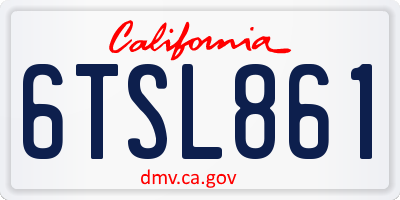 CA license plate 6TSL861