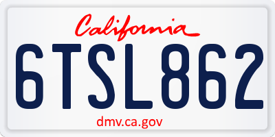 CA license plate 6TSL862