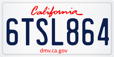 CA license plate 6TSL864