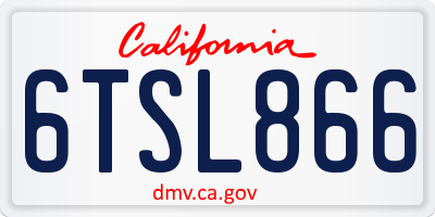 CA license plate 6TSL866