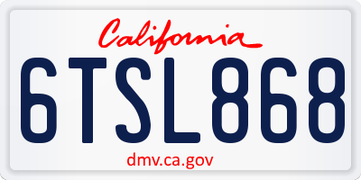 CA license plate 6TSL868