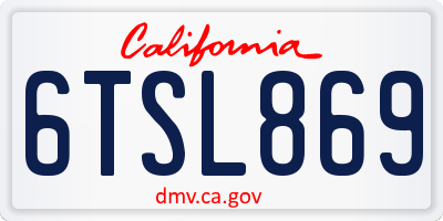 CA license plate 6TSL869