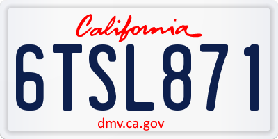 CA license plate 6TSL871