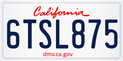 CA license plate 6TSL875