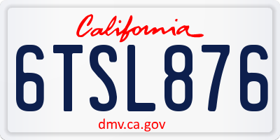 CA license plate 6TSL876