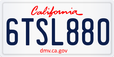 CA license plate 6TSL880