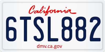 CA license plate 6TSL882