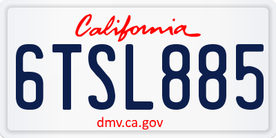 CA license plate 6TSL885