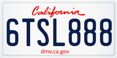 CA license plate 6TSL888