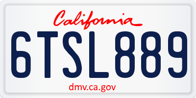 CA license plate 6TSL889