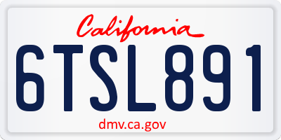 CA license plate 6TSL891