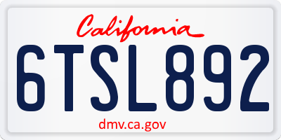 CA license plate 6TSL892