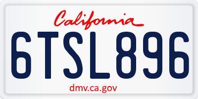 CA license plate 6TSL896