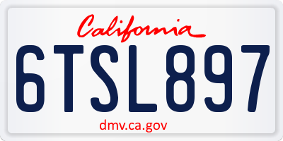 CA license plate 6TSL897