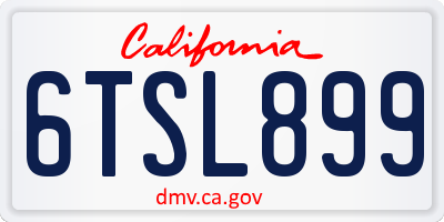 CA license plate 6TSL899
