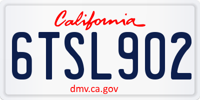 CA license plate 6TSL902