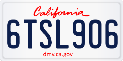 CA license plate 6TSL906