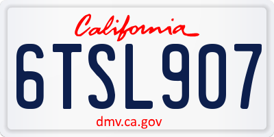 CA license plate 6TSL907