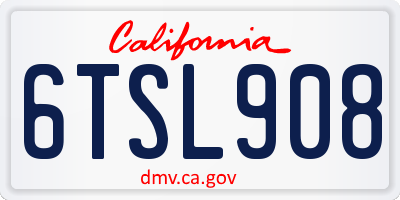 CA license plate 6TSL908