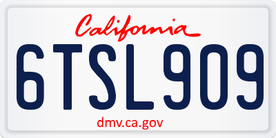 CA license plate 6TSL909