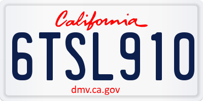 CA license plate 6TSL910