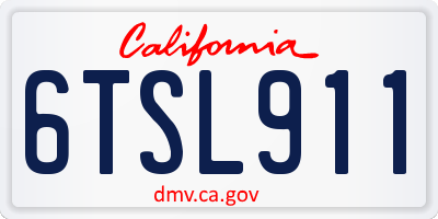 CA license plate 6TSL911