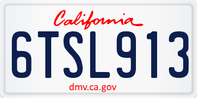 CA license plate 6TSL913