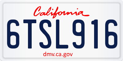 CA license plate 6TSL916