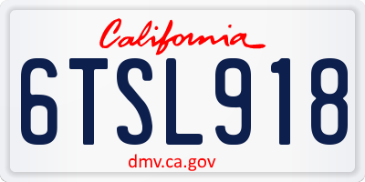 CA license plate 6TSL918