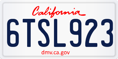 CA license plate 6TSL923