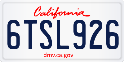 CA license plate 6TSL926