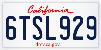 CA license plate 6TSL929