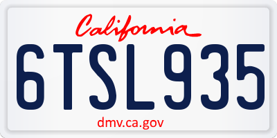 CA license plate 6TSL935