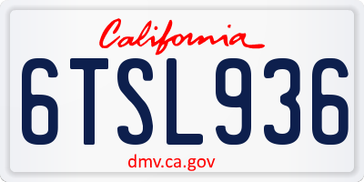 CA license plate 6TSL936