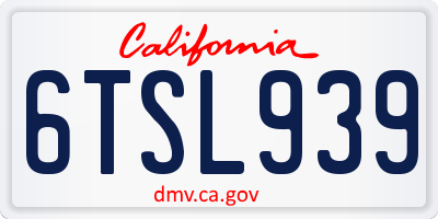 CA license plate 6TSL939