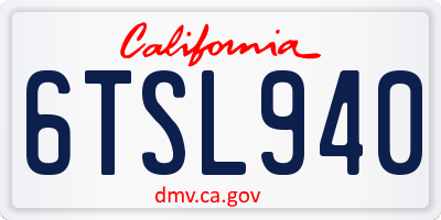 CA license plate 6TSL940