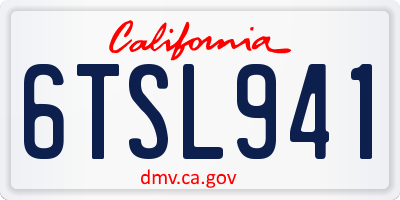 CA license plate 6TSL941