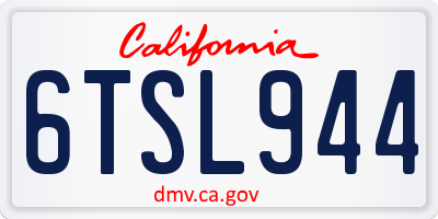 CA license plate 6TSL944