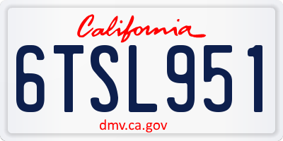 CA license plate 6TSL951