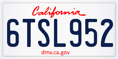 CA license plate 6TSL952