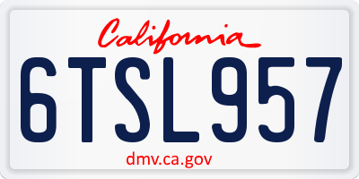 CA license plate 6TSL957