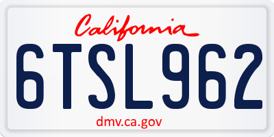 CA license plate 6TSL962
