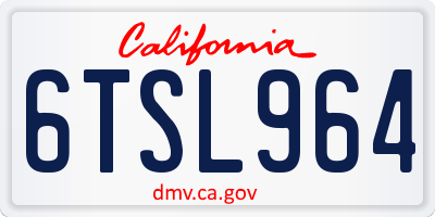 CA license plate 6TSL964