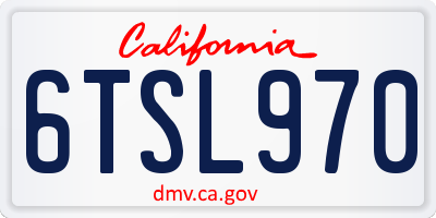 CA license plate 6TSL970