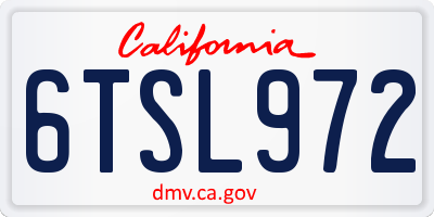 CA license plate 6TSL972