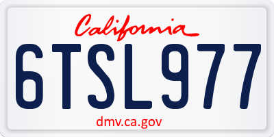 CA license plate 6TSL977