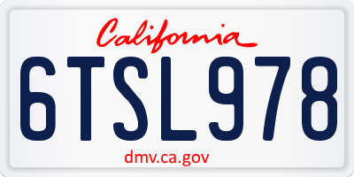 CA license plate 6TSL978