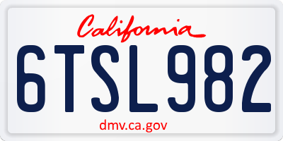 CA license plate 6TSL982